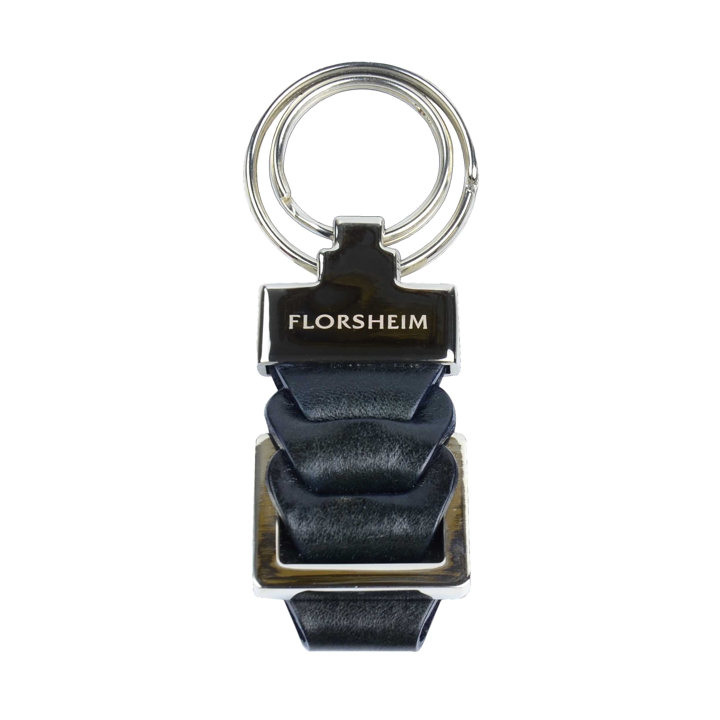 KEY RING METAL AND LEATHER BLACK